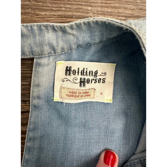 Holding Horses for Anthropologie Chambray Denim dress sz 4 - Picture 2 of 6